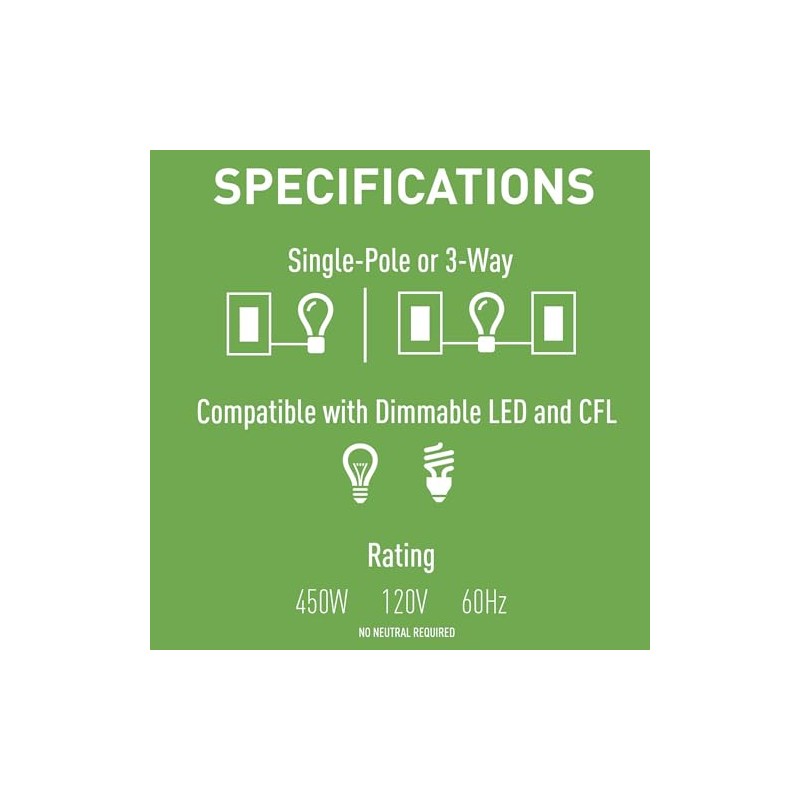 Legrand - Pass & Seymour Wide Slide Series CFL/LED/Incandescent Single