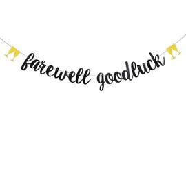 YAAXINB WEIANDBO Farewell goodLuck Black paper banner, Pre-Strung Suitable for party decoration such as graduation, job change, moving, going out, and retirement. Black, Gold