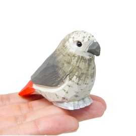 Selsela Grey African Parrot Wood Figurine Statue Sculpture Decor Miniature Art Carve Small Animal