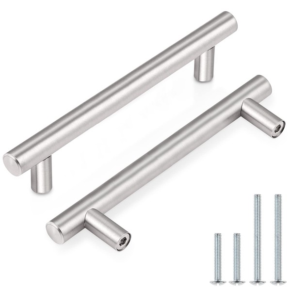 Probrico 30 Pack|4 Inch Satin Nickel Cabinet Handles, Euro Style