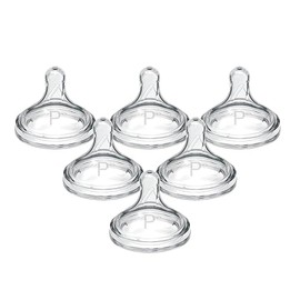 Dr. Brown's Natural Flow® Preemie Flow™ - Tetina de silicona para biberón, flujo más lento, 0 m+, 100% silicona, 6 unidades