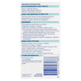 Gaviscon Dual Action Chewable Peppermint Heartburn & Indigestion Relief Tablets (Count of 48)