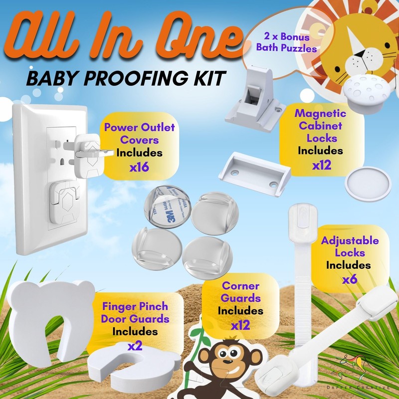 Baby Proofing Kit 67pcs All in One Includes Magnetic Cabinet