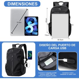 Mochila Antirrobo Hombre, Mochila para Hombre Portátil, 35L Mochila para laptop Impermeable con Puertos USB, Mochila de viaje de nylon, ligera y cómoda, Excelente para Viajes y Oficina