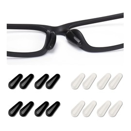 Adhesive Contoured Silicone Eyeglass Nose Pads - Anti Slip Nose Pad Cushion for Glasses, Eyeglasses, Sunglasses, 8 Pairs (Black and White) Eyeware Accessories £¨Thick£©