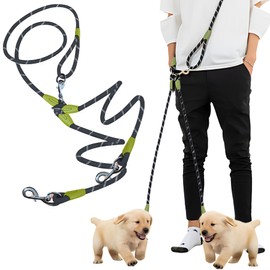 Mellbo Dog Leash Shoulder Leash for Dogs, Stretchable, For Small Dogs, Medium Dogs, Large Dogs, Reflective Material, 6 in 1 Multifunction, 6.9 ft (1.7 m), Black (2 Head Type)