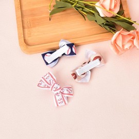 Rugby Baseball Hair Bows for Cheerleaders Hair Bows Clips for Girls Small Sports Themed Hair Barrettes Bows for Sports Lover Fan Team Player Cheerleading Hair Bows 3 Pack