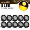 Partsam 10x 2" Round Amber Led Marker Clearance Light 9LED