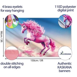 Unicorn Flag Banner - Pink Funny Flag - 110Den polyester - Double Seam - 4 brass eyelets, large 5ft x 3ft