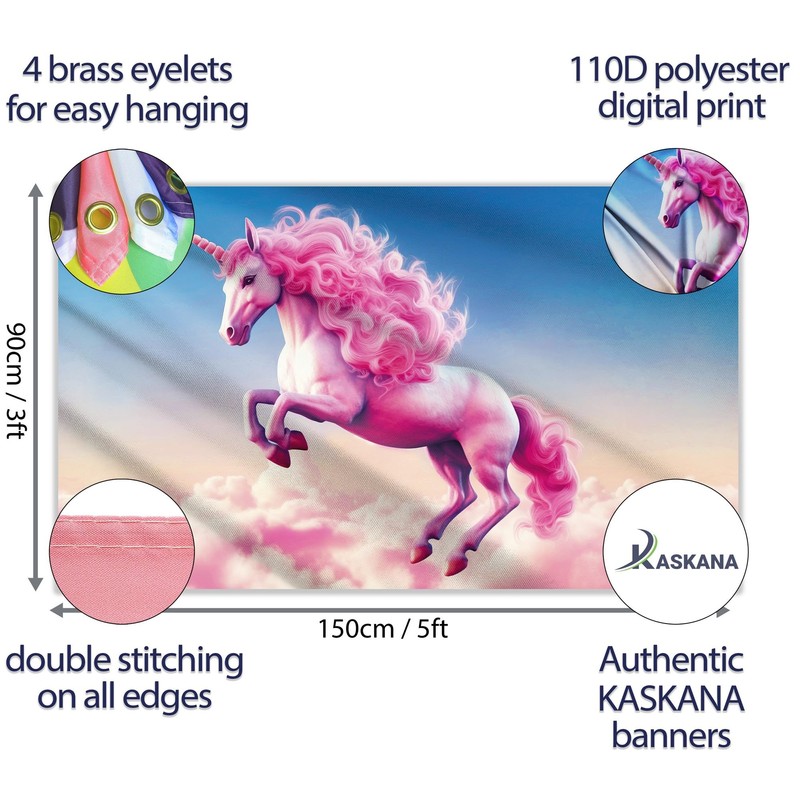 Unicorn Flag Banner - Pink Funny Flag - 110Den polyester