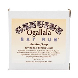 Ogallala Bay Rum | Men's Luxury Shaving Soap | 4.5 oz Bar | Old Fashioned Scent | Bay Rum & Lemongrass Scent