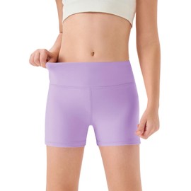 Haloumoning Girls Athletic Shorts Kids High Waisted Gymnastics Shorts Purple 7-8 Years