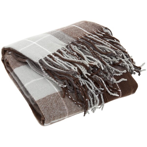 Lavish Home Brown Throw Blanket-Cashmere-Like-Plaid