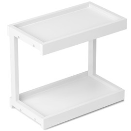 MARTY 2 Tier 15.75"x8.9" Large Countertop Shelf Organizer Spice Rack, Coffee Station Organizer for Mugs Cups, Wooden Shelf Desktop Storage Organizer for Kitchen Bathroom Home Office (White)