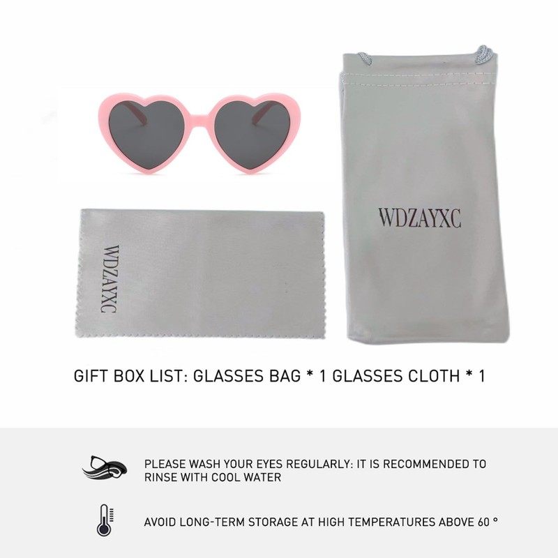 WDZAYXC Polarised Oversized Heart Retro Sunglasses Cute Glasses UV400 Protection,