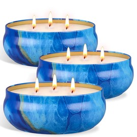 Large Citronella Candle Outdoor, Soy Wax Scented Candle Set 3 Wick | Aromatherapy Candle Bulk for Home Patio Yard Garden Camping BBQ