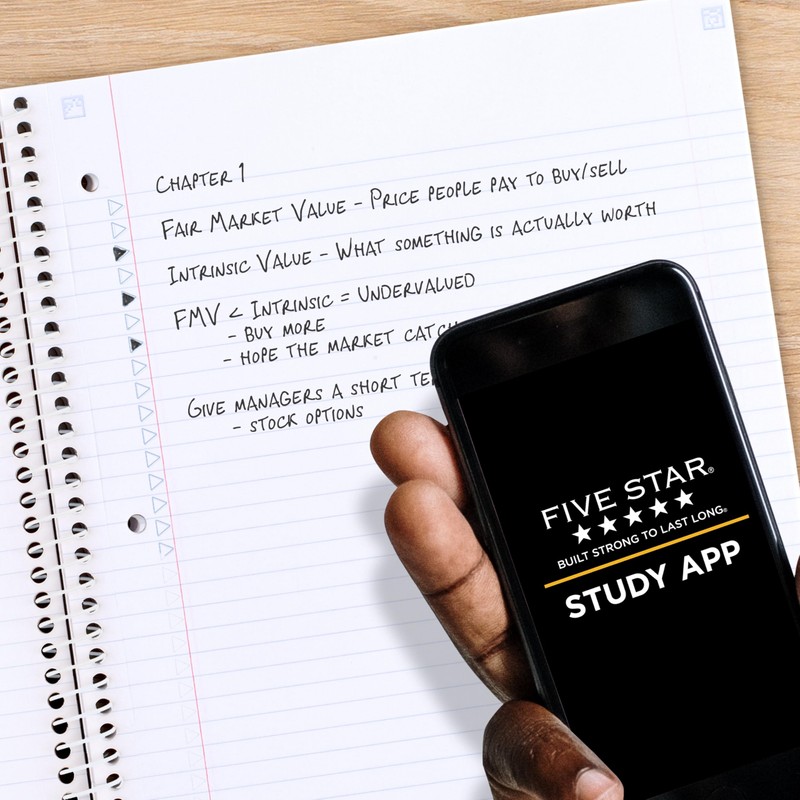 Five Star Spiral Notebook + Study App, 1 Subject, College