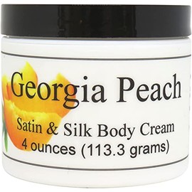 Eclectic Lady Georgia Peach Satin and Silk Cream, Body Cream, Body Lotion, 4 oz - Shea Butter, Aloe, Silk Amino Acids, Vitamin E, Phthalate-Free, Handcrafted in USA - Perfect For Women