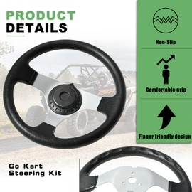 JNDO Go Kart Steering kit 380mm Steering Shaft+340mm Rack and Pinion+300mm Steering Wheel+150mm Steering Column+240mm Tie Rods+80mm Sleeve Suitable for Buggy Quad Go Kart Golf UTV