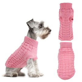 Viiotu Small Dog Jumper & Sweater - Elastic Warm Knitwear for Pets, Soft Breathable Winter Clothes, Machine Washable Dog Costume Ideal for Chihuahua, Pug, Yorkie & Small Breeds (Pink, L)