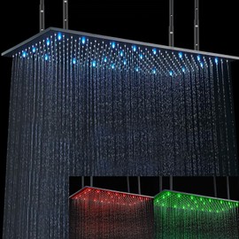 Zovajonia 16"x32" LED Shower Head Rainfall High Pressure Stainless Steel Bathroom Shower Head,Ceiling Mounted Black