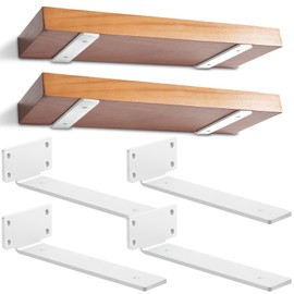 4 Pieces Heavy Duty Floating Shelf Brackets, 90 Degree Wall Shelf Holder, L-Shape Right Angle Corner Bracket with Screw and Anchors for Study Room | Living Room | Office | Kitchen (30 cm, White)