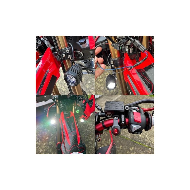 Fsdatongdazi Motorcycle LED Auxiliary Light Kit with Connector Mount Brackets