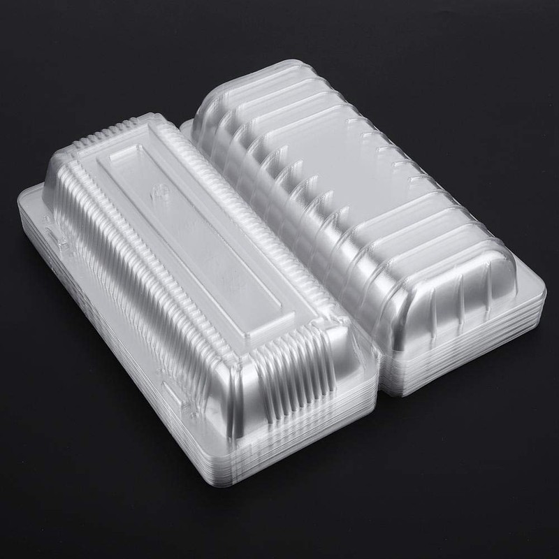 Recipiente para alimentos con bisagras cuadradas de plástico transparente, 25