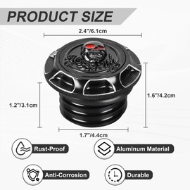 Motorcycle Gas Tank Cap Fit for Harley Sportster 1200 883, Softail, Road King, Iron 883 1200, Freewheeler, Forty Eight, Fat Boy, Dyna | Skull Pattern Fuel Tank Cove (Black)