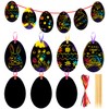 VEYLIN 30 Pieces Easter Scratch Art Egg Decorations, Easter Scratch