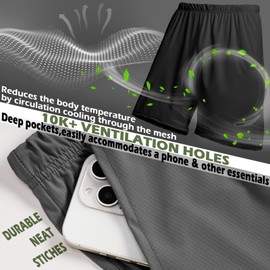 Aroveea - Pantalones cortos deportivos para correr para hombre, 2 unidades, de secado rápido con bolsillo, pantalones cortos de entrenamiento para gimnasio, traje de baño, Negro/Gris oscuro, Small