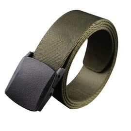 PACKOVE Men's Military Style Canvas Web Belt Airport-friendly Nylon Belt with Automatic Buckle Comfortable Durable for Outdoor Work Casual Wear and Daily Use Army Green