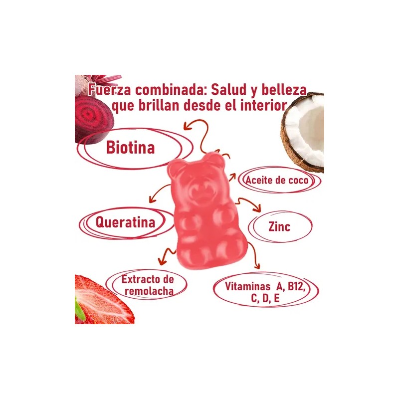 Gomitas Colágeno Hidrolizado Puro Hydrolyzed Collagen Gummies Types I, II,