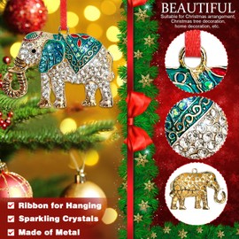 BIZIBAFF Elephant Christmas Ornaments 2024 Metal Teal Elephant Ornaments Elephant Ornaments for Christmas Tree Decoration Gifts for Kids Women Men Girl Boys Elephant Keepsake Gifts Animal Lovers Gifts