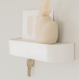 Kazai. Key Rack 'Fyndig' Minimalist Key Hook Design from Berlin Modern Key Holder with Wooden Shelf Key Rack as Hallway Furniture for the Wall White