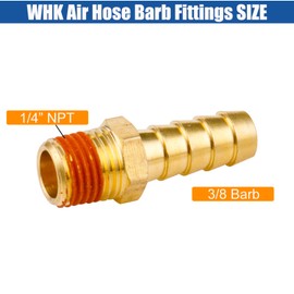 WHK 12 PACK Air Hose Repair Kit Fittings 3/8 Barb to 1/4 NPT Air Hose Barb Connectors with Sealant Air Line Coupler, Brass Pipe Fittings Male Threaded with 12 Pcs Hose Clamp…