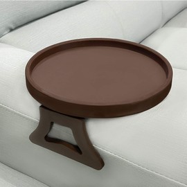 (Brown) - Sofa Arm Clip Tray, Side Table for Remote Controls/Drinks/Gamepads Holder (Brown)