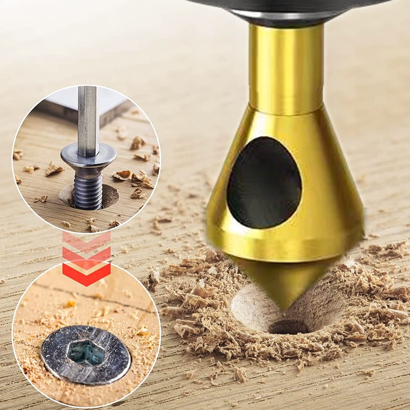 Titanium Countersink Bits Set - 4Pc 90° Drill Bits for