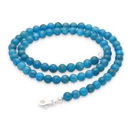 Lebensquelle Plus Apatite Blue Ball Chain | Diameter 6 mm Balls with 925 Silver Clasp | Gemstone Chain 45 cm Long, Stainless Steel, Apatite