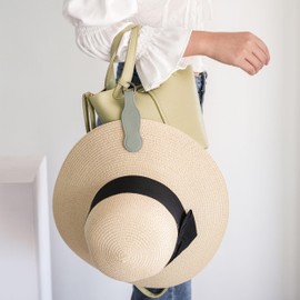 CAXGEK Hat Clip for Travel,Women's Leather Hat Clip,Multifunctional Magnetic Hat Clip for Travel Fits On Bags/Luggage/Totes