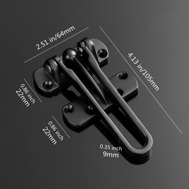 szhdxsy Home Security Door Lock, Door Reinforcement Lock Swing Bar Lock， Front Door Locks for Kids, Home Reinforcement Lock for Swing-in Doors, Latch Guard Clasp,Solid Security loc, (Black)