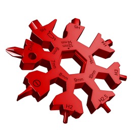 18 in 1 Snowflake Multi Tool, Phillips Flat Screwdriver Kit/Wrench/Bottle Opener, EDC Camping Gear, Gifts for Men (Red)
