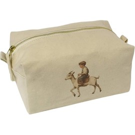 'Boy Riding Goat' Canvas Wash Bag/Makeup Case (CS00041836)