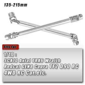 RCHuiWow - Eje de transmisión universal para ejes de transmisión 1/10 Axial SCX10 II Redcat D90 Gen7/Pro GEN8 RC4WD, Harden Steel #45 RC (135-215 mm), 2 unidades, plata