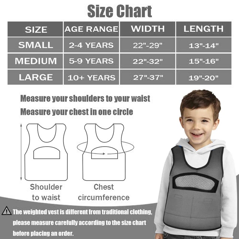 Compression Vest for Kids-Grey, Weighted Vest for Kids Including 6