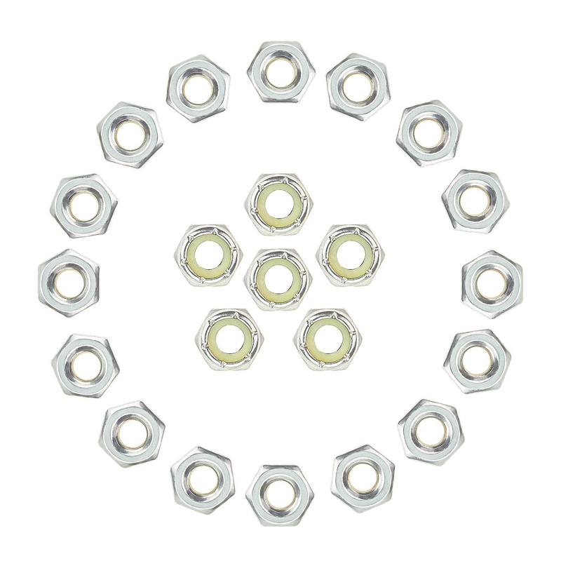 Powlankou 60 Pieces 1/4"-20 Nylon Insert Hex Lock Nuts, 304