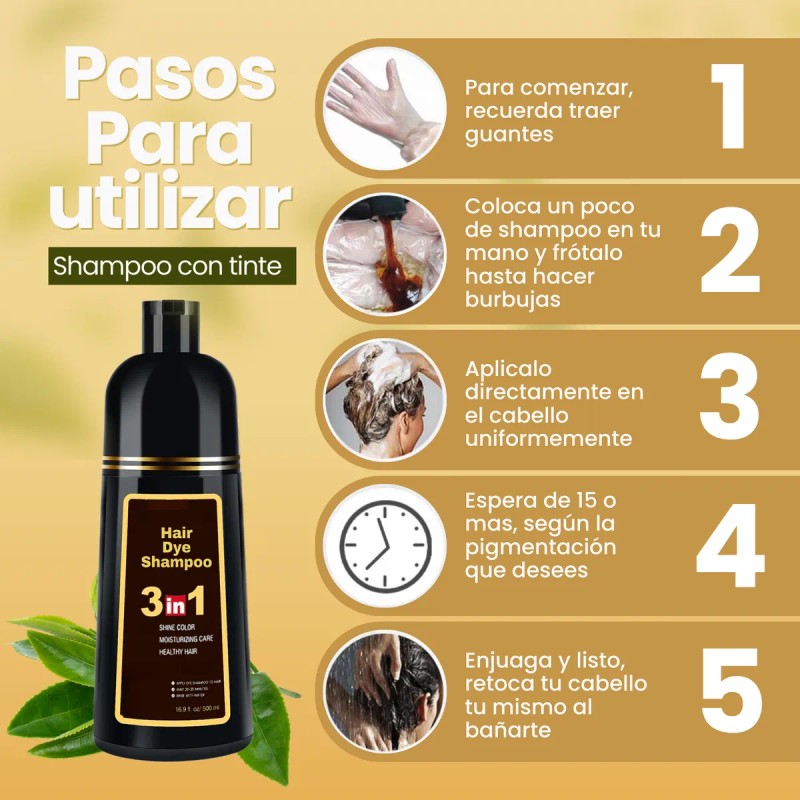 Shampoo Tinte Instantneo Cubre Canas Natural Jengibre