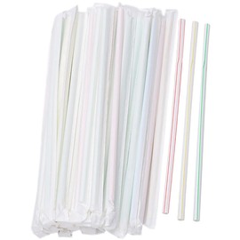 100PCS flexible plastic straws, black disposable curved party straws 8.26 inches long straw party decoration (200, Color striped - A)