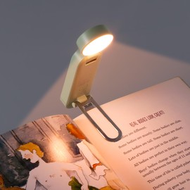 VAVOFO USB Rechargeable Book Light, Blue Light Blocking, Amber Light Clip On Bookmark Shaped Reading Light, Eye Care 6 LEDs Book Light for Bookworms Reading in Bed with 9 Lighting Modes (Green)