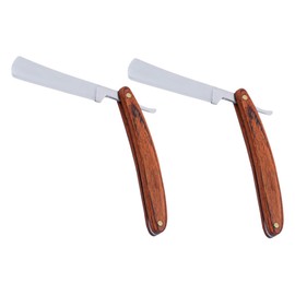SAFIGLE 2Pcs Vintage Men Shaving Razor with Wood Handle Compact Design for Easy Carrying Blades for Beard Trimming Eyebrow Shaping Durable Grooming Tool